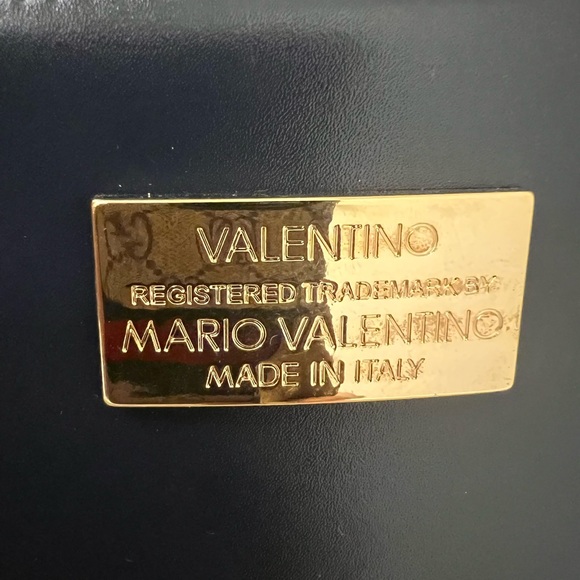 Valentino Dark Blue Wristlet with Gold Details